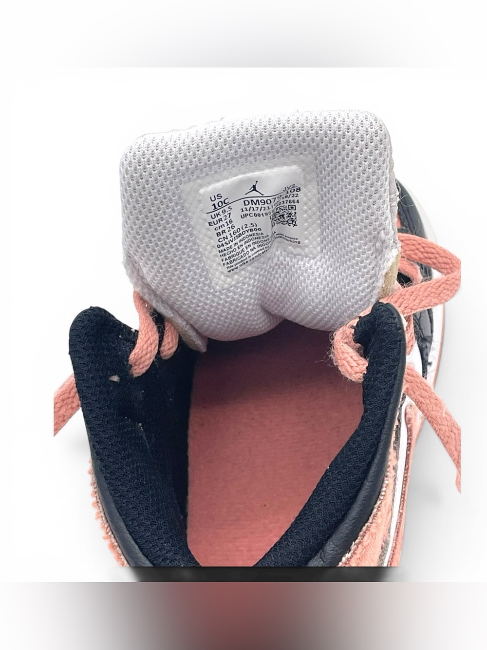 Nike Air Jordan 1 Mid SE Craft Kids Toddler 10C Pink Black - Picture 6 of 10
